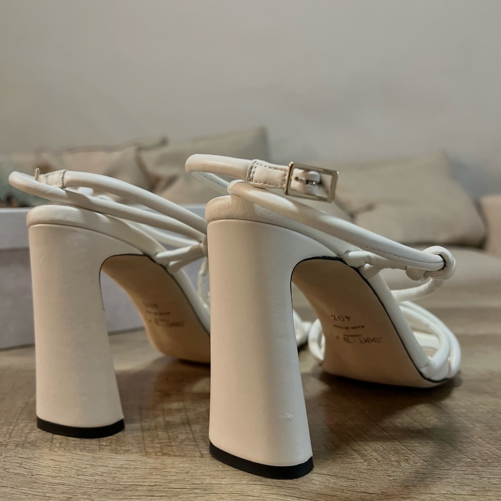 Jimmy Choo Calypso 95 Heels – White Latte Strappy Sandals EU 40.5 (US 10) - Picture 3 of 8